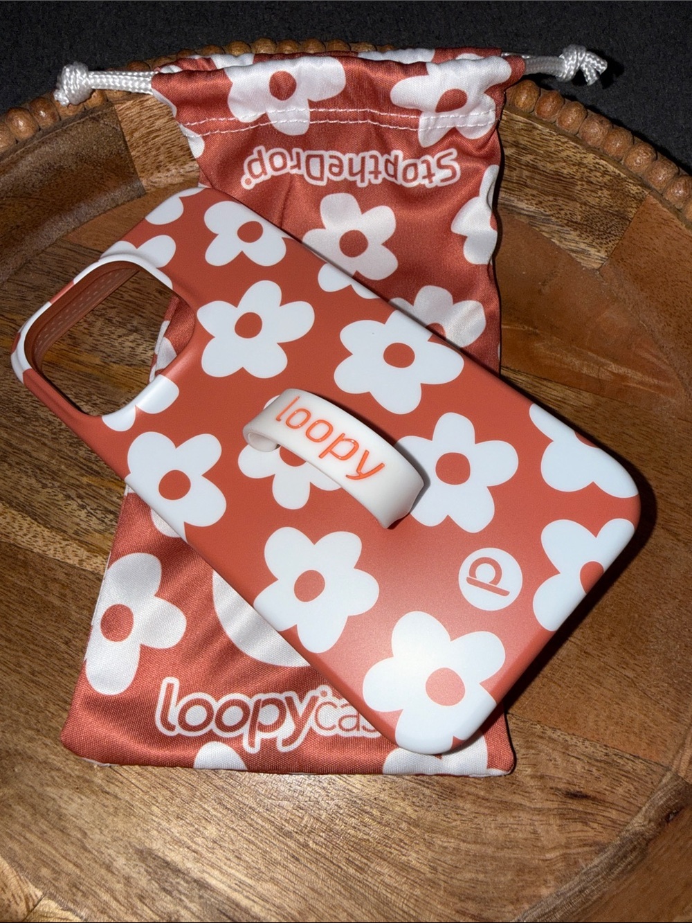 Loopy Case Coral Floral iPhone 13 Pro Case with Matching Pouch